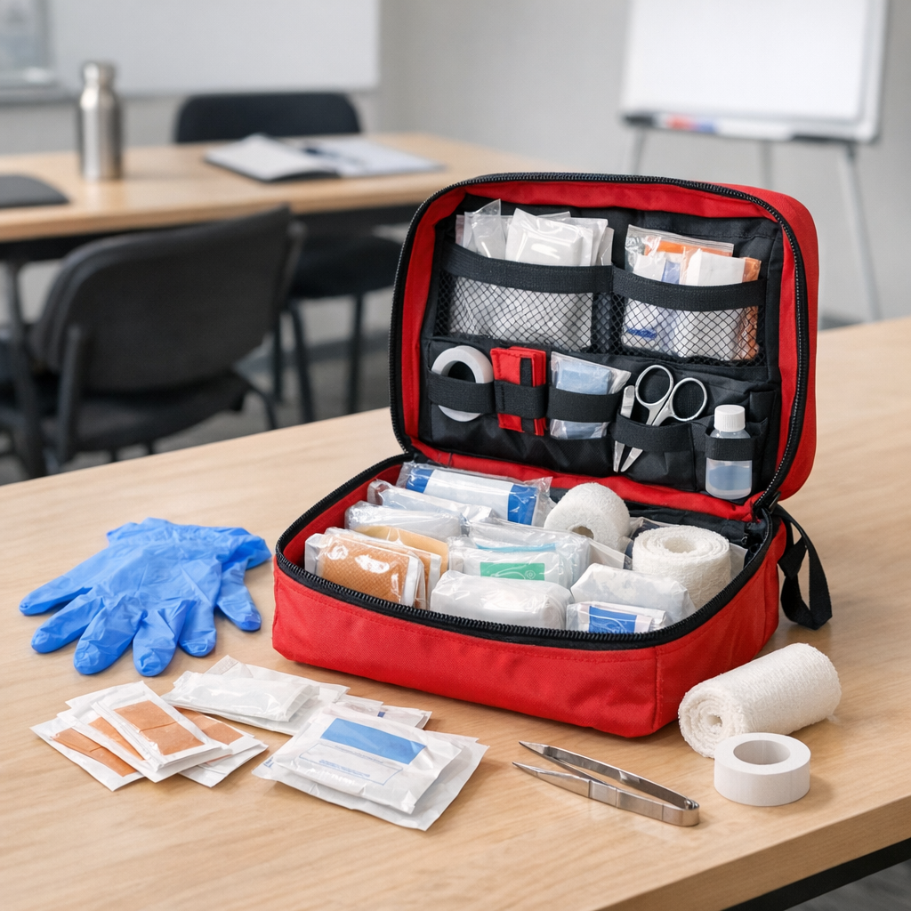 Trousse de secours vérifiée en entreprise